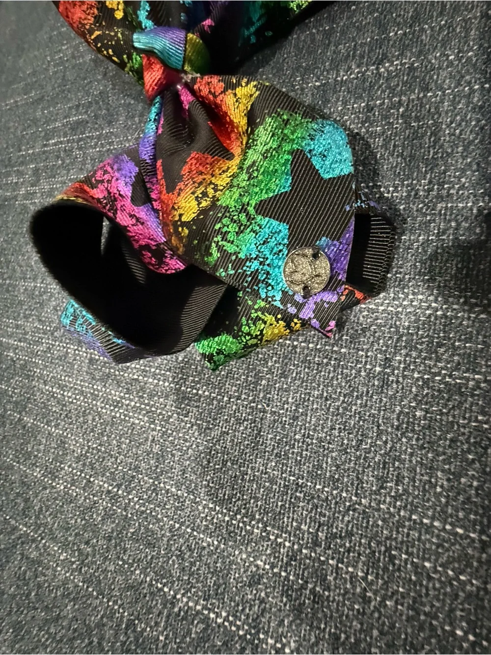 JoJo Siwa Black Bow with Rainbow Paint-Splash